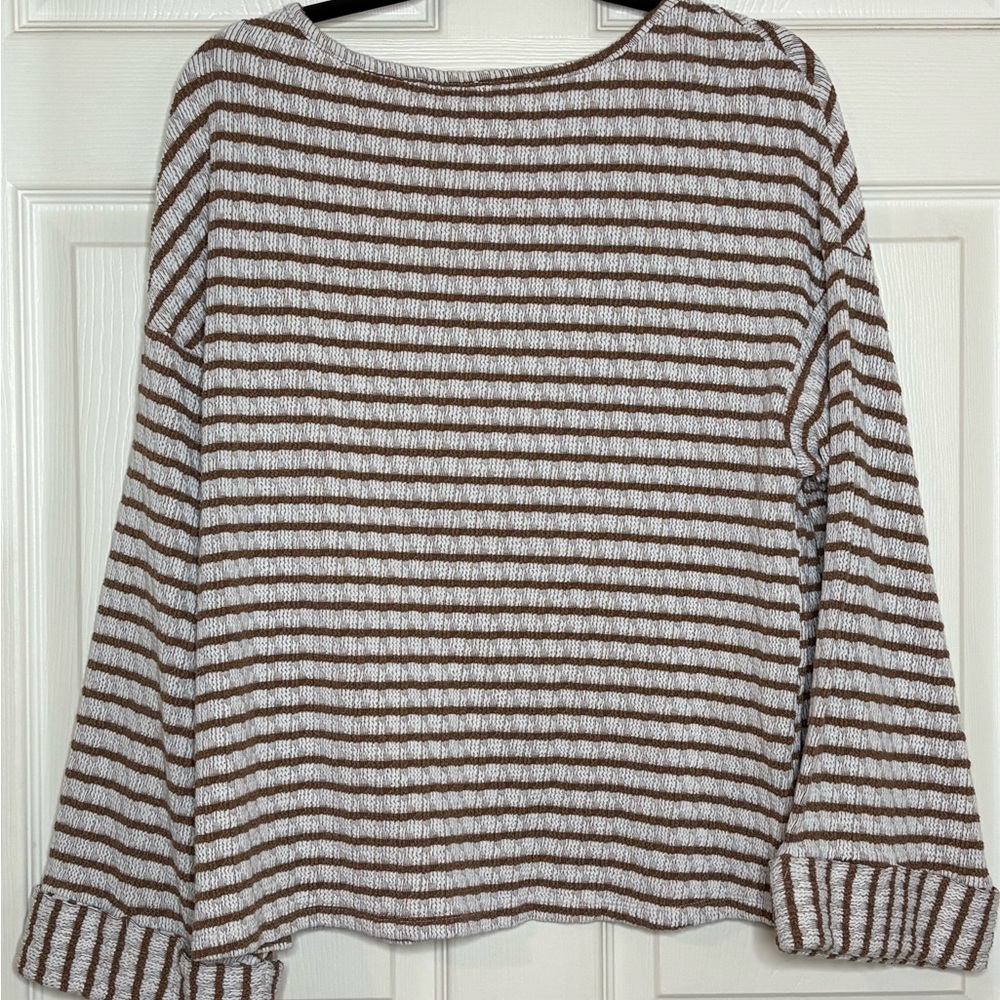 Show Me Your Mumu Sweater striped brown and white Comfy Cozy oversized soft - Picture 7 of 12